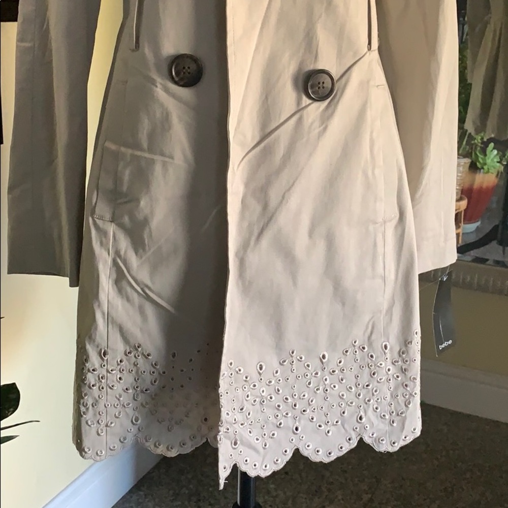 Bebe Scalloped Bottom Trench Coat - Picture 2 of 6